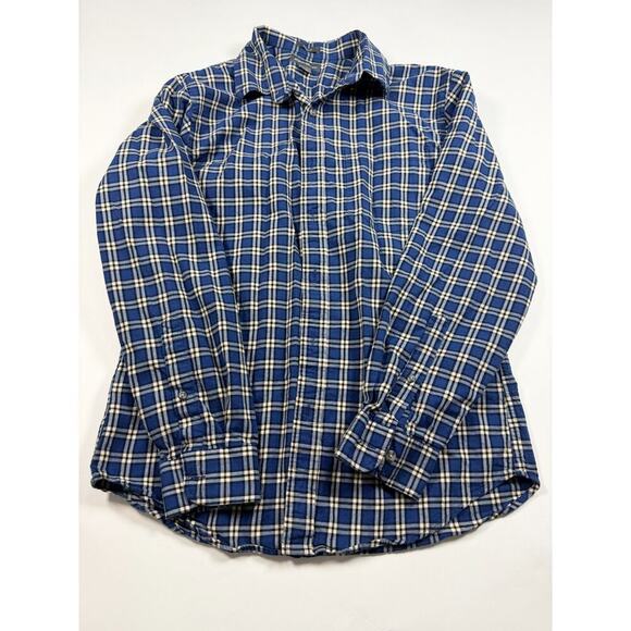 Eddie Bauer Men’s Blue Plaid Flannel Shirt – Small Classic Fit 100% Cotton - Picture 2 of 8